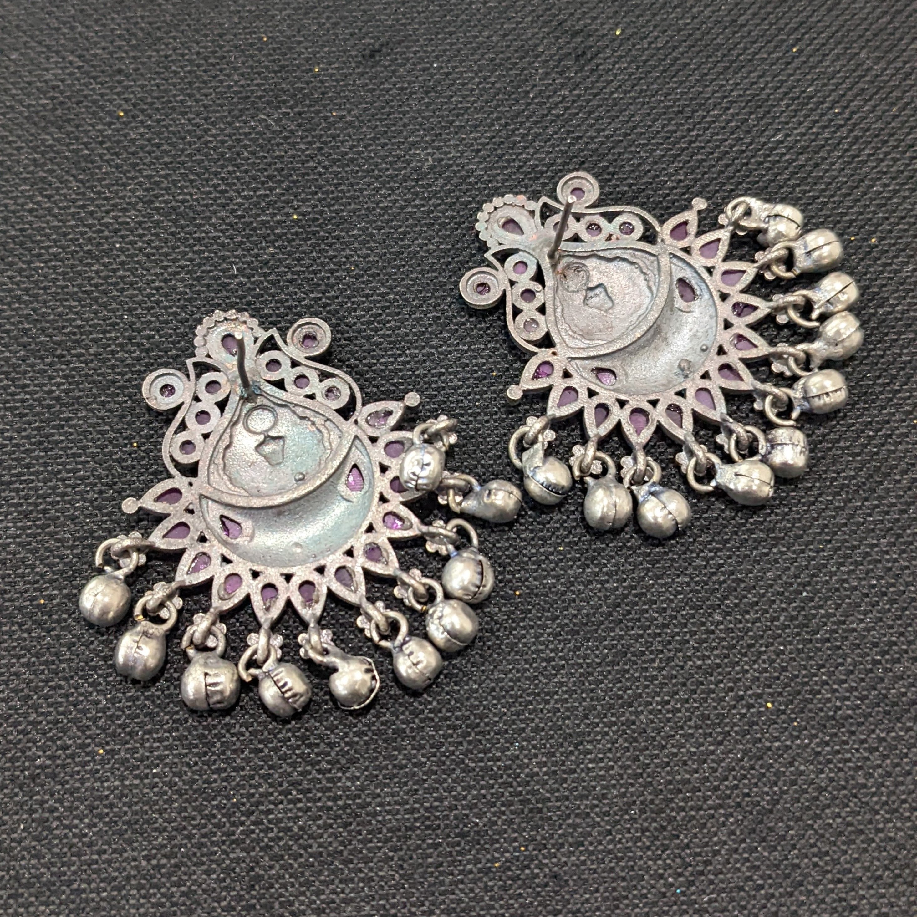 Green Stone Embellished German Silver Earrings With Hanging Pearls at Rs  189.00 | Gurgaon| ID: 27302450862